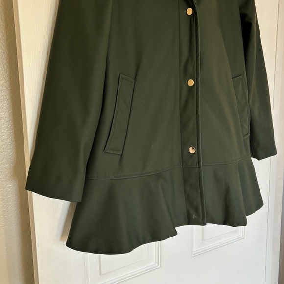 Kate Spade Aladdin Flounce Hem Trench Rain Coat  XS Green - Picture 7 of 12